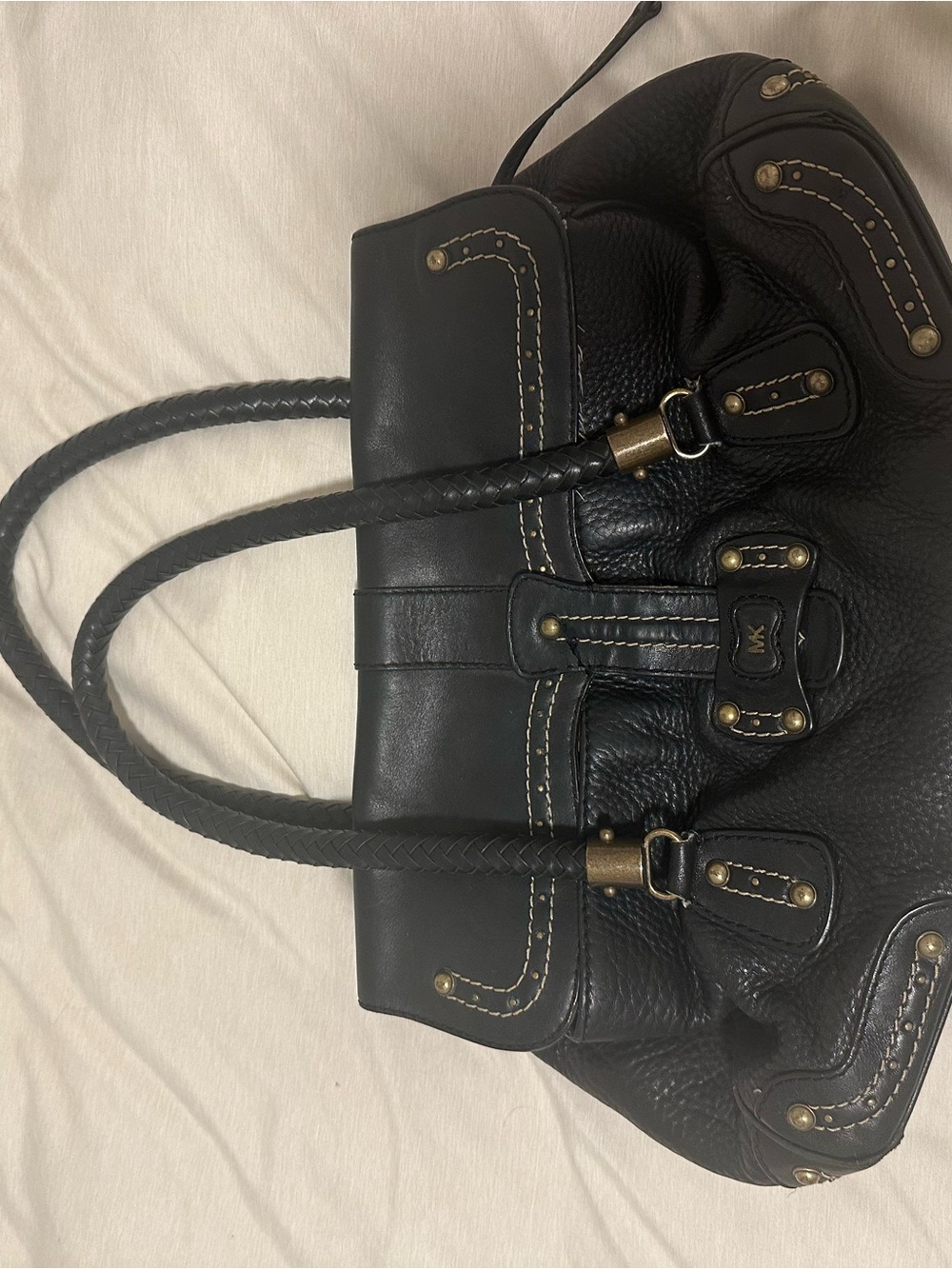 MICHAEL Michael Kors Black Leather Quilted Stitch Tote